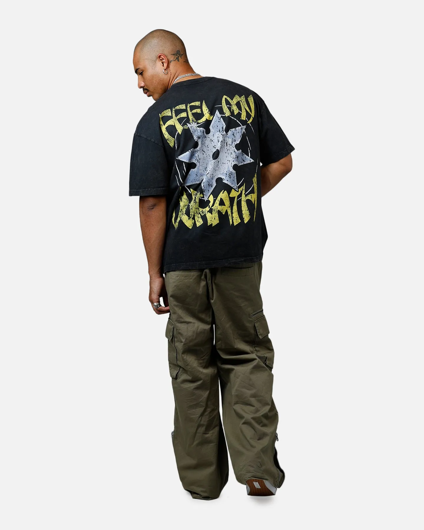 73 Studio Lets Fighting Love Heavyweight T-Shirt Black Acidwash