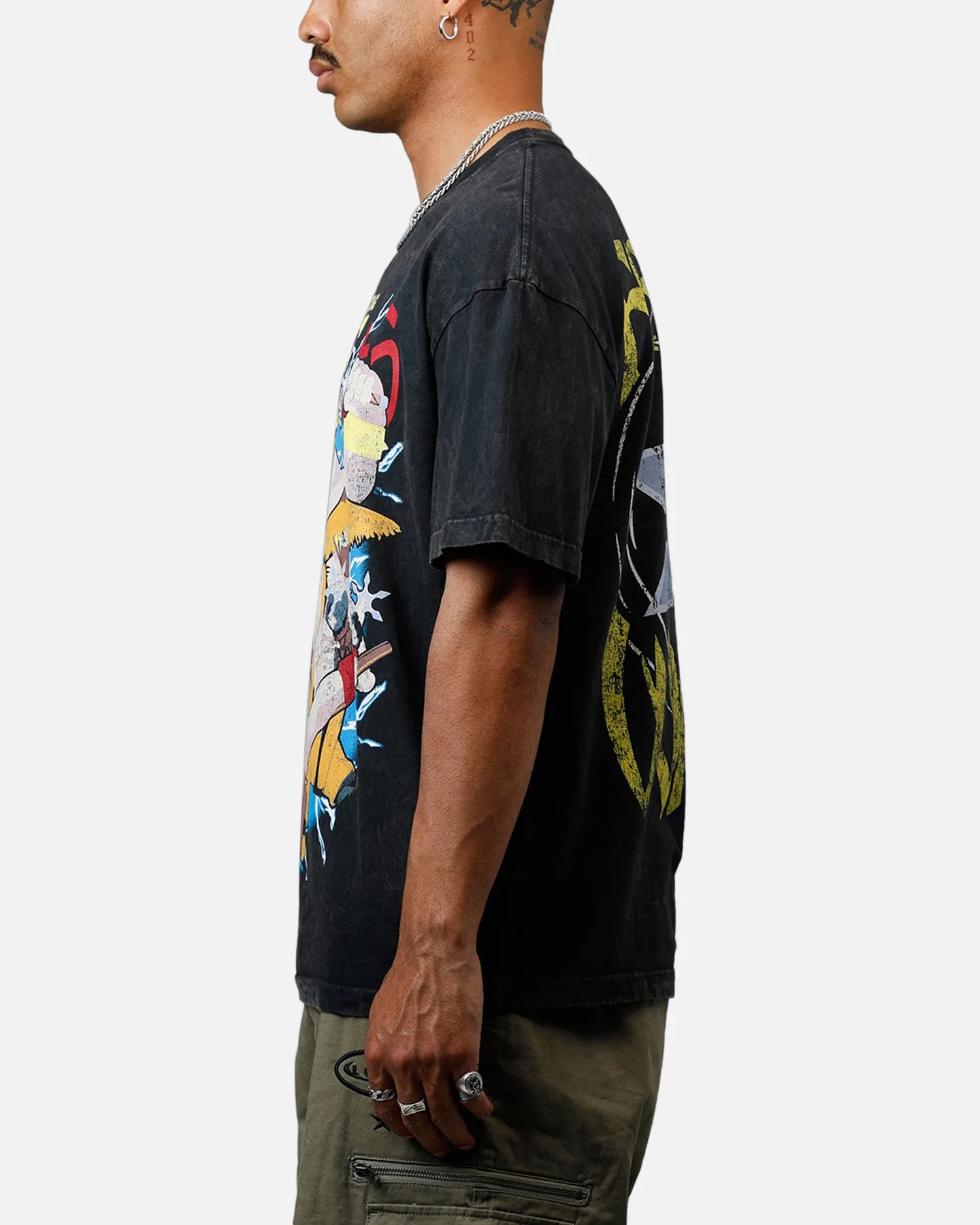 73 Studio Lets Fighting Love Heavyweight T-Shirt Black Acidwash