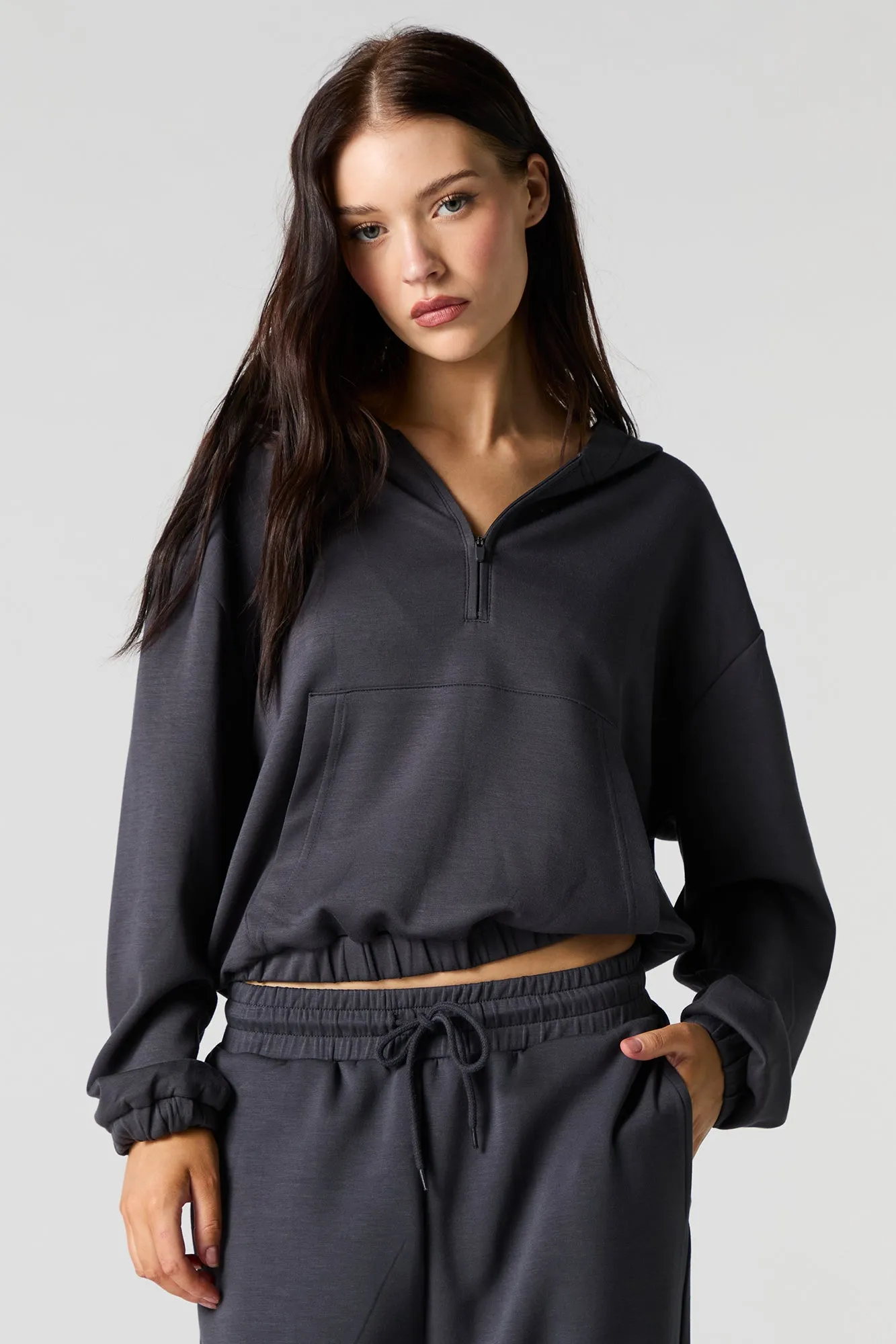 Active Quarter Zip Cinched Fleece Hoodie