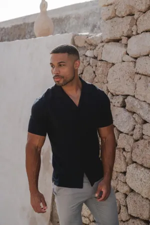 Athletic Fit Viscose Shirt in Black