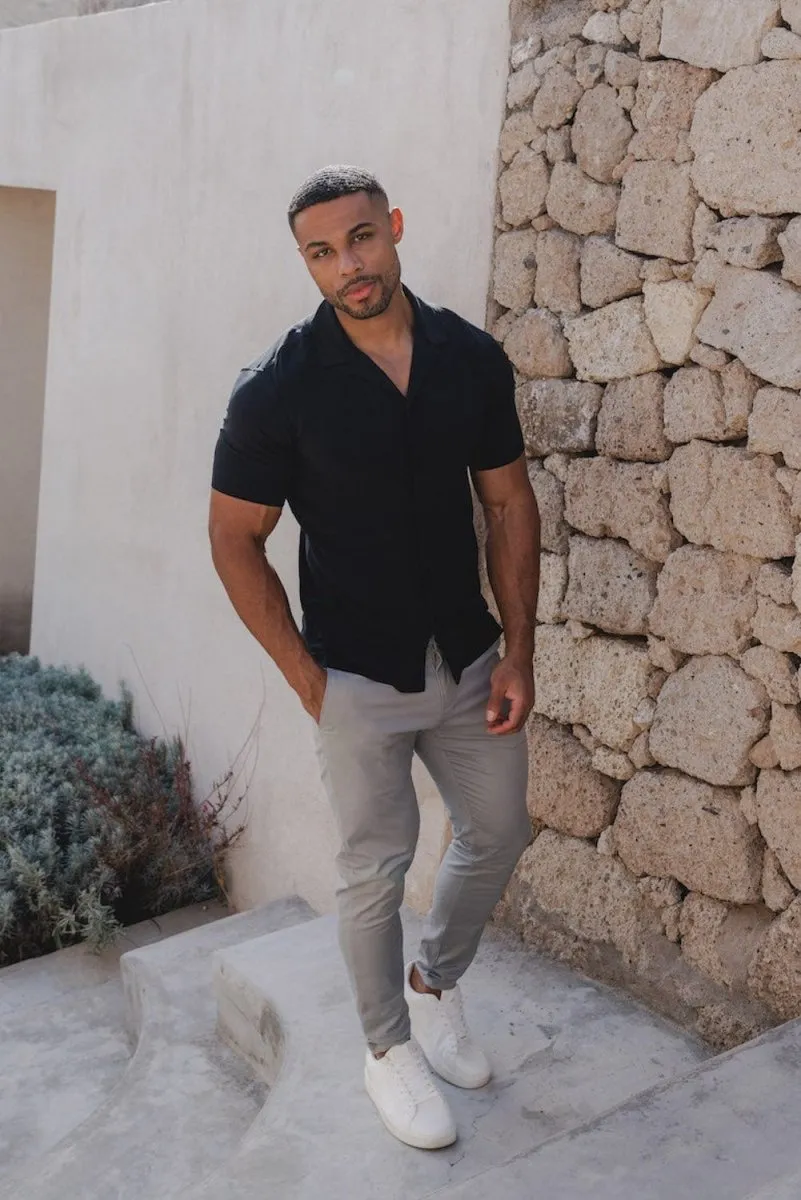 Athletic Fit Viscose Shirt in Black