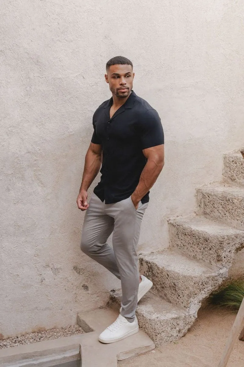 Athletic Fit Viscose Shirt in Black