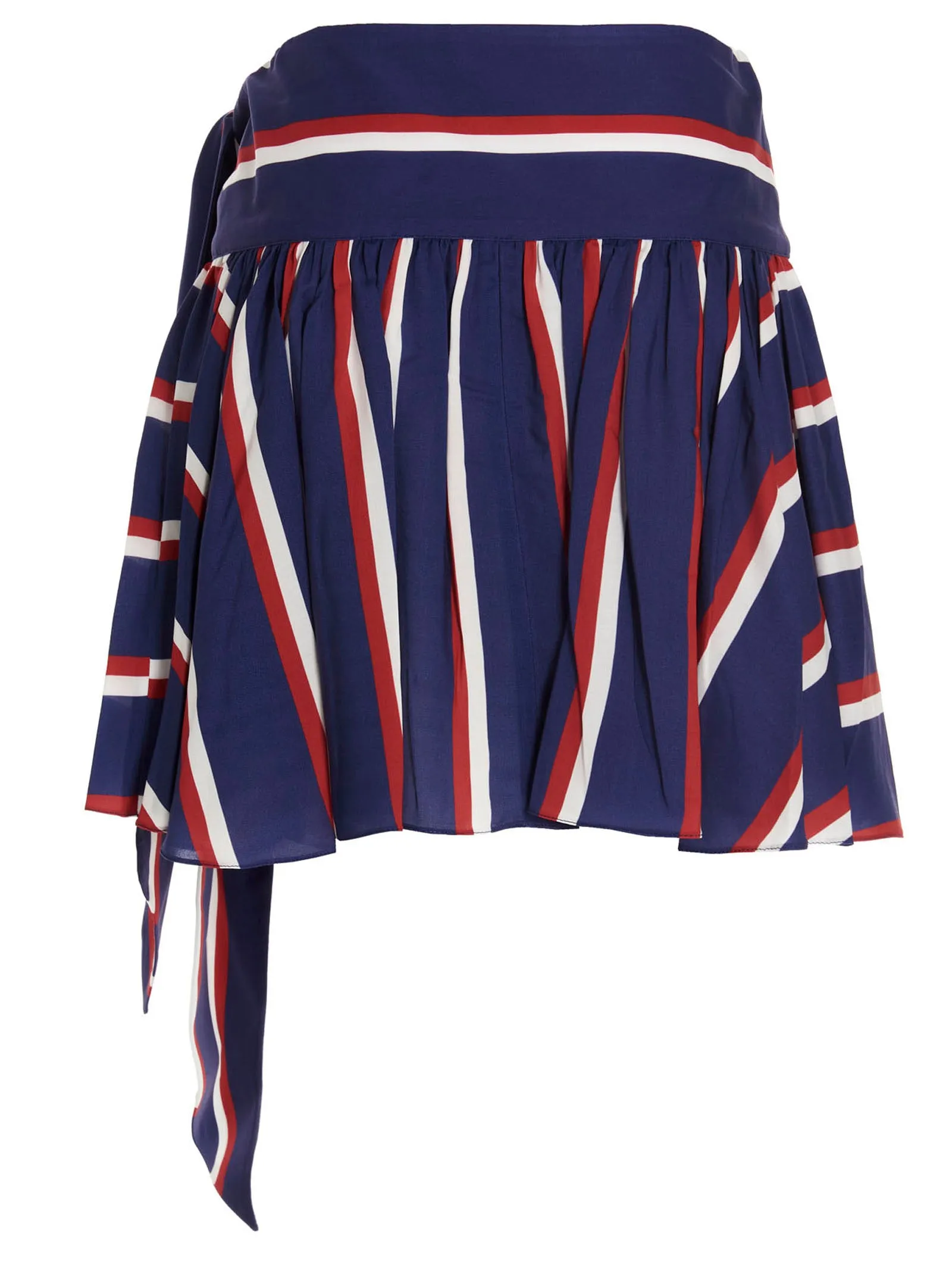 Balmain Side Tied Striped Mini Skirt