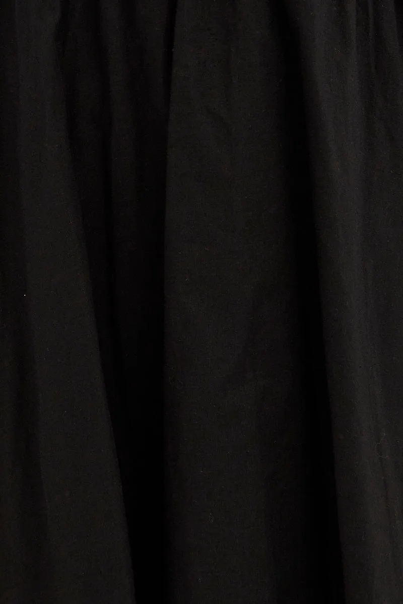 BLACK Fit And Flare Dress Sleeveless Deep V Frill Mini