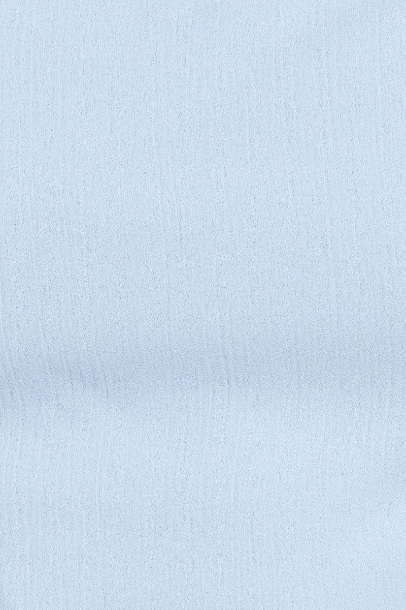 Blue Crop Top Short Sleeve Tie Up