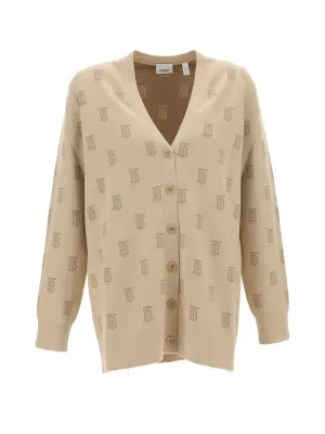 Burberry Monogram Jaquard V-Neck Cardigan