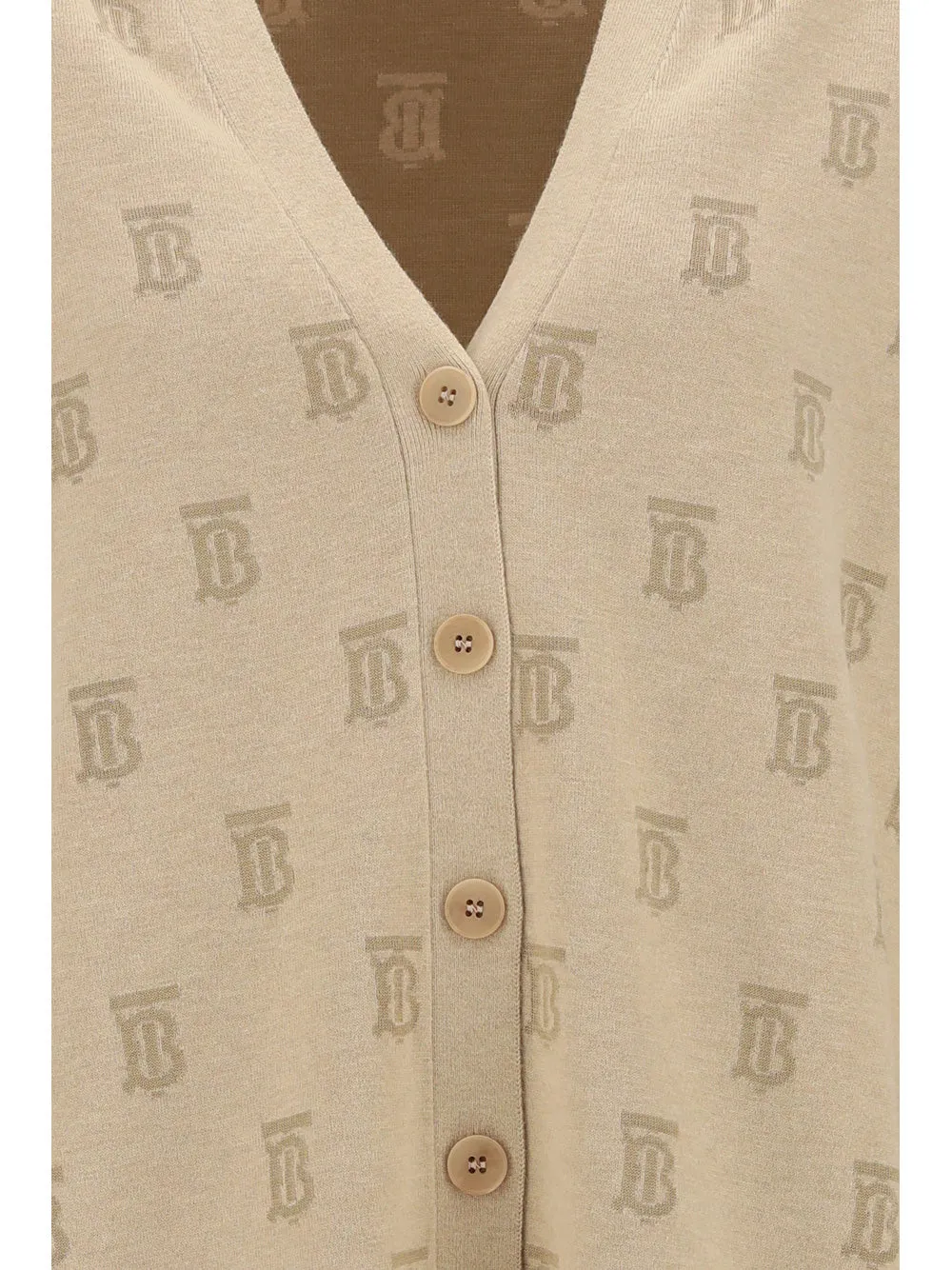 Burberry Monogram Jaquard V-Neck Cardigan
