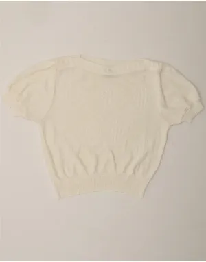 CANDA Womens Oversized Crop Boat Neck Jumper Sweater IT 44 Medium White