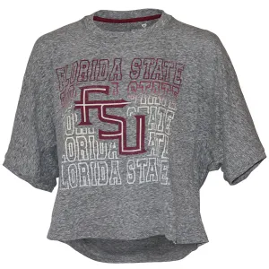 Colosseum Women's Florida State/Stacked FSU Design Short Sleeve Dolman T-shirt - Heather Grey