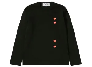 Comme des Garçons Play Multi Heart Long Sleeve T-Shirt in Black xld