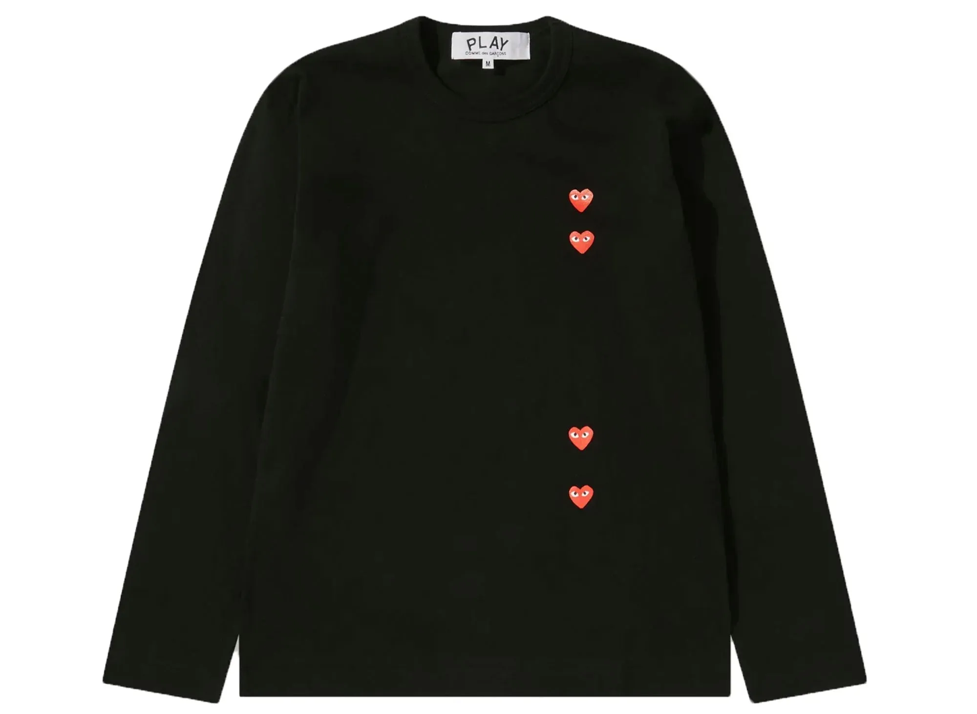 Comme des Garçons Play Multi Heart Long Sleeve T-Shirt in Black xld