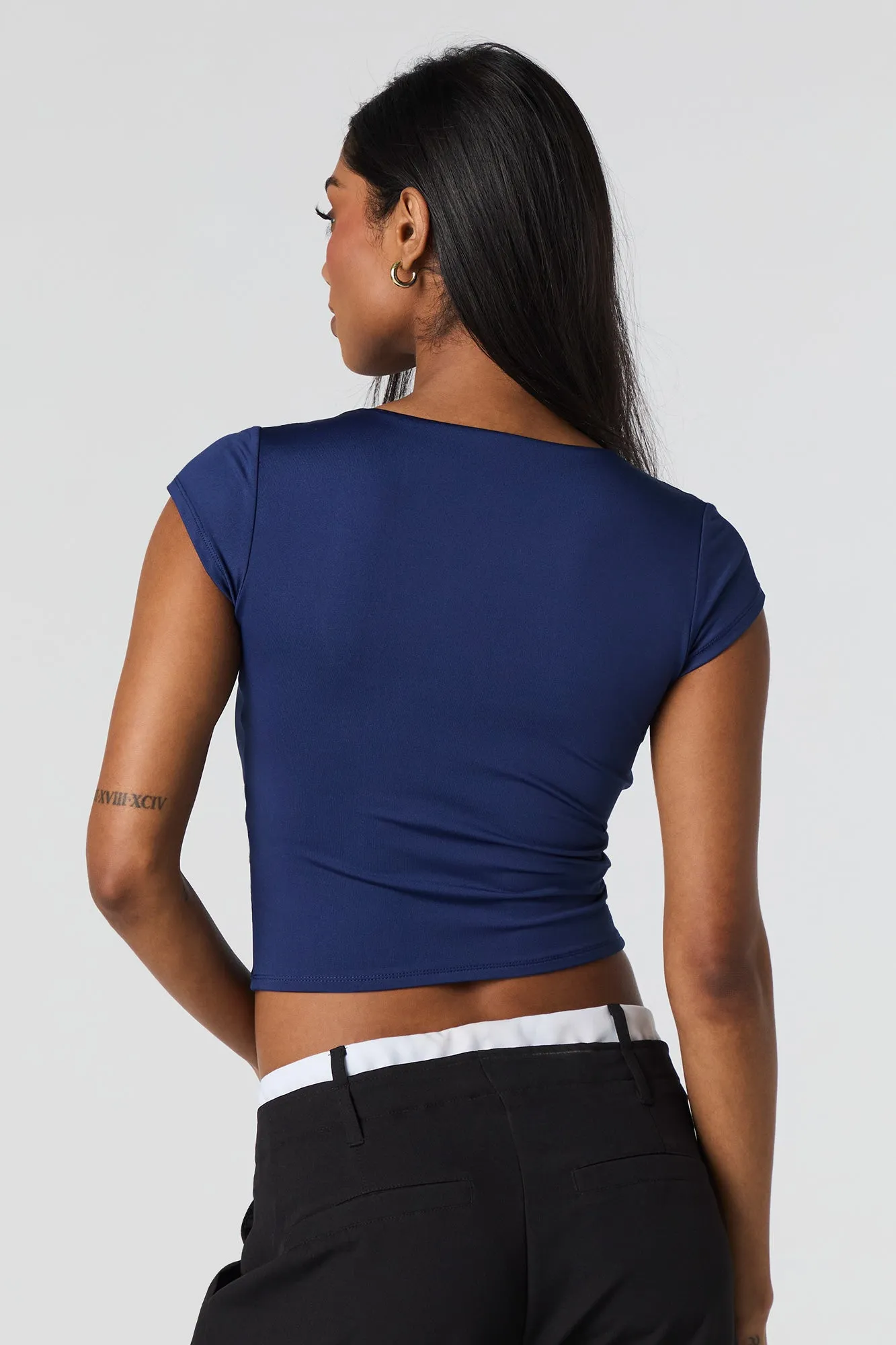 Contour Square Neck Cap Sleeve Crop Top