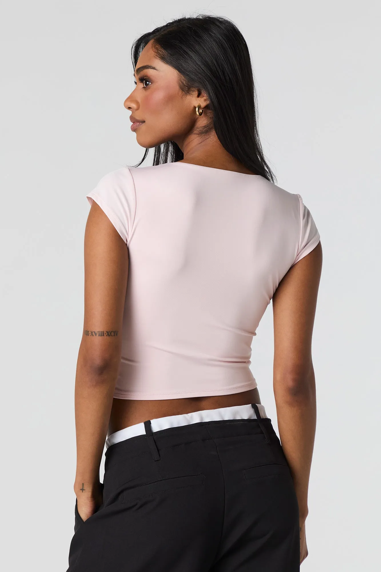 Contour Square Neck Cap Sleeve Crop Top