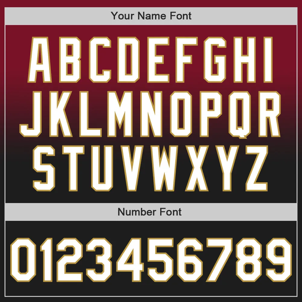 Custom Crimson Black-Old Gold Authentic Fade Fashion Baseball Jersey