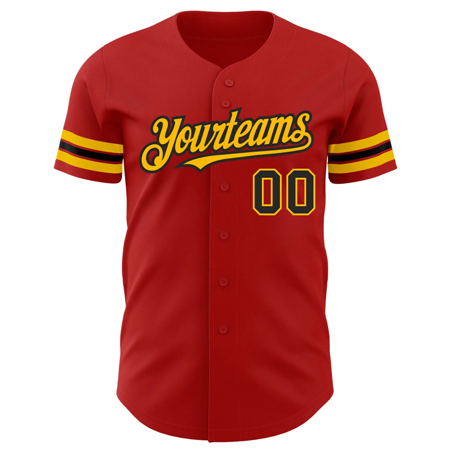 Custom Red Black-Gold Authentic Baseball Jersey