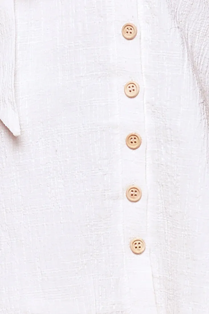 Dara Button Accent Dress White