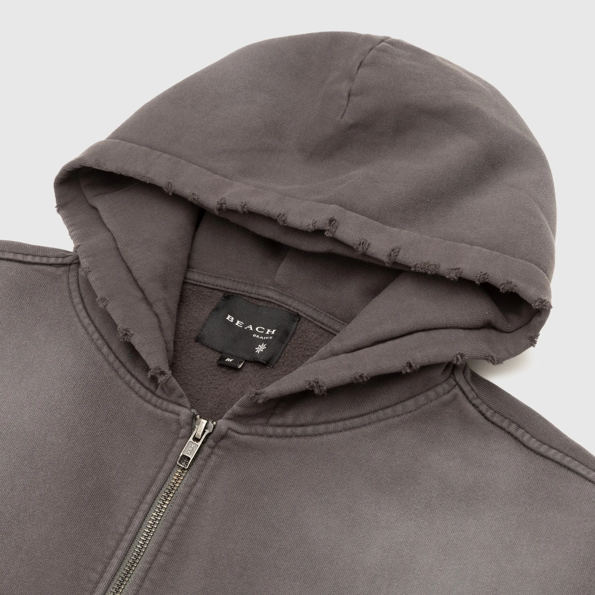 DISTRESSED ZIP HOODIE