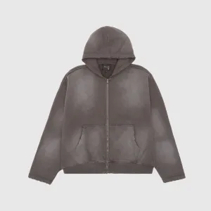DISTRESSED ZIP HOODIE