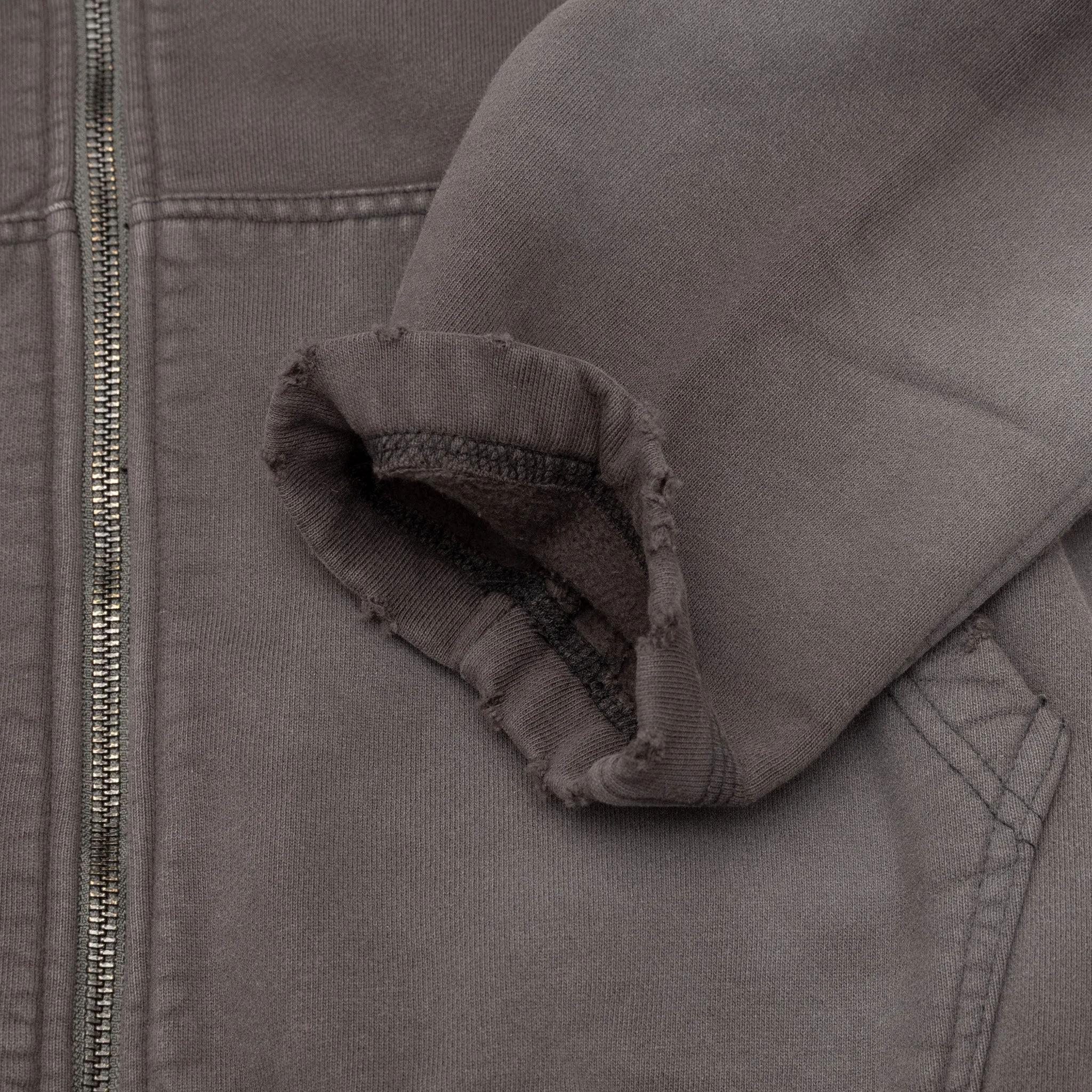 DISTRESSED ZIP HOODIE