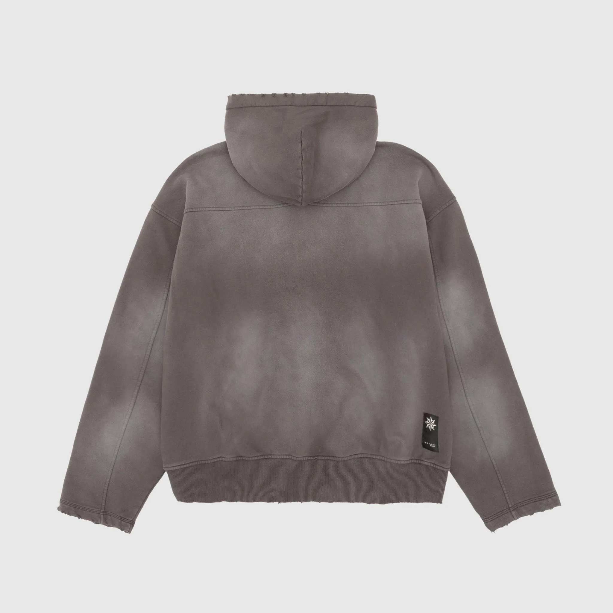 DISTRESSED ZIP HOODIE
