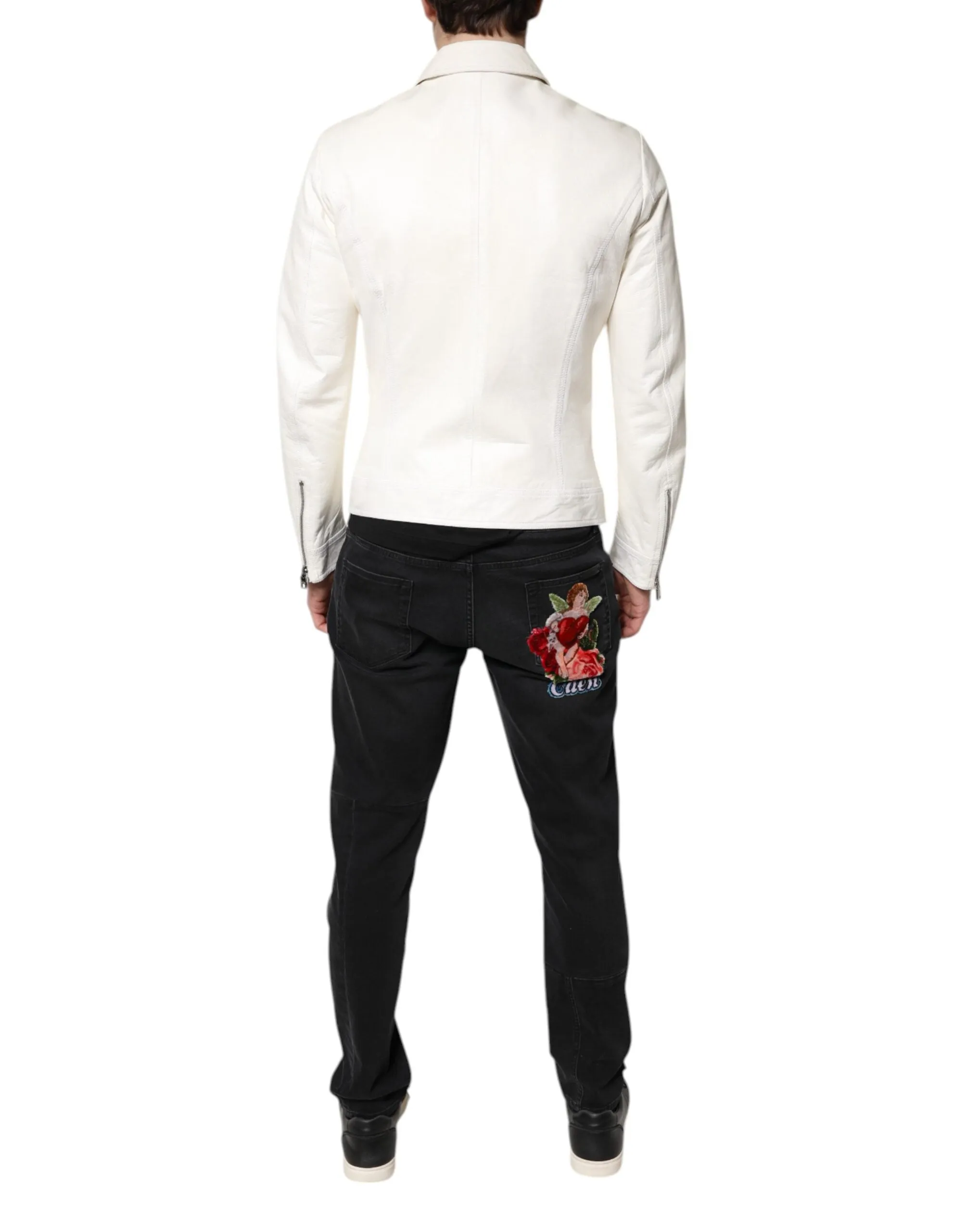 Dolce & Gabbana Colla Full Zip Biker Coat Men's Jacket