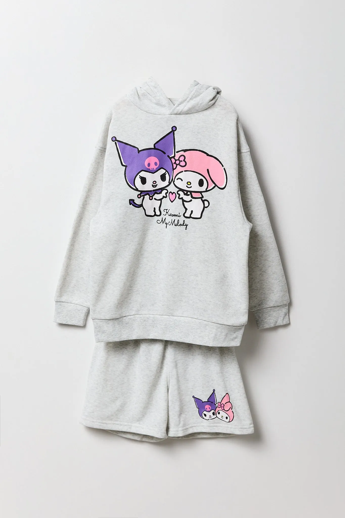 Ensemble avec haut à capuchon en molleton et short à imprimé Hello Kitty & Friends pour fille