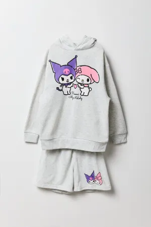 Ensemble avec haut à capuchon en molleton et short à imprimé Hello Kitty & Friends pour fille
