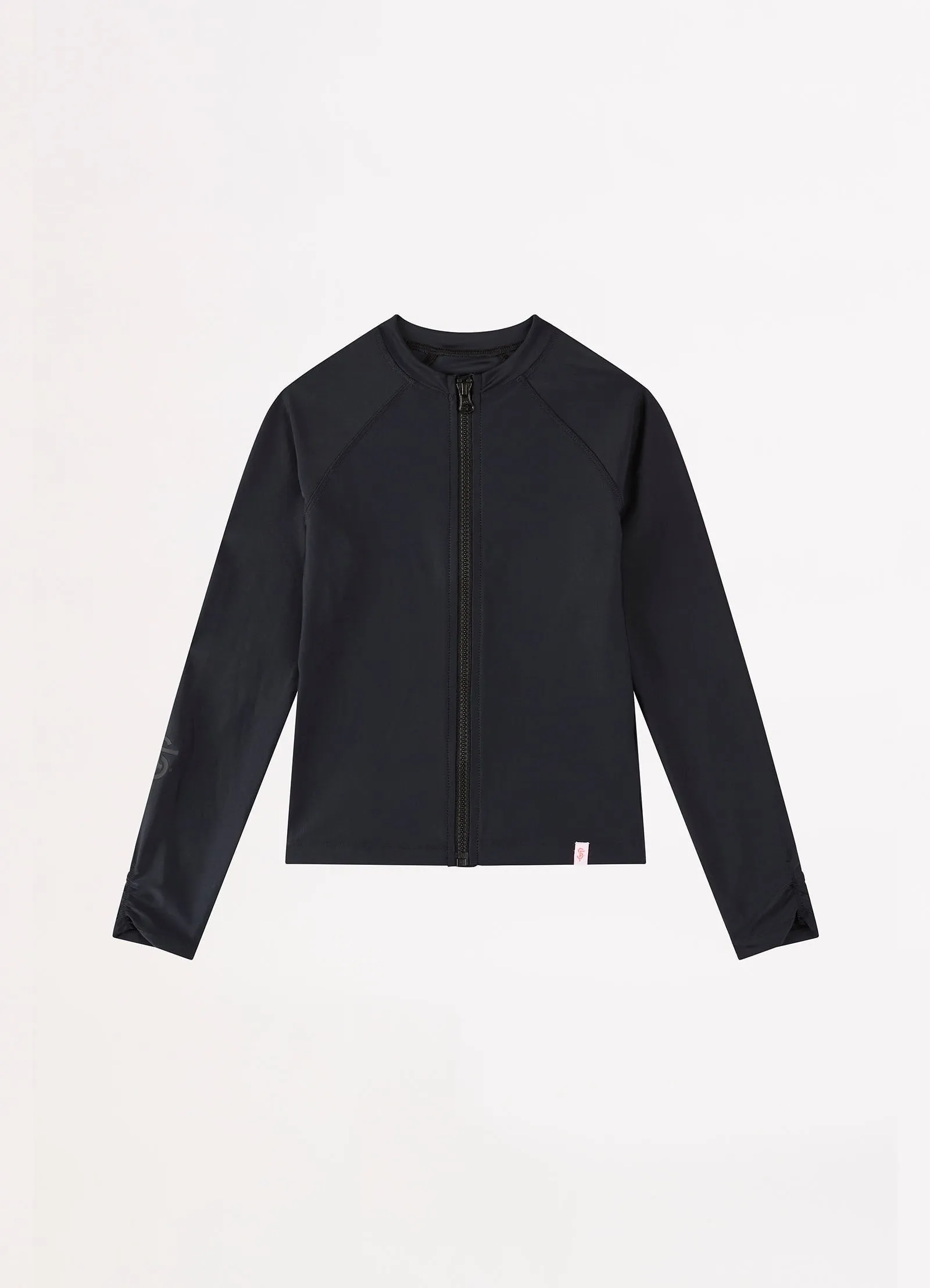 Essentials Girls Zip Front Rashie - Black