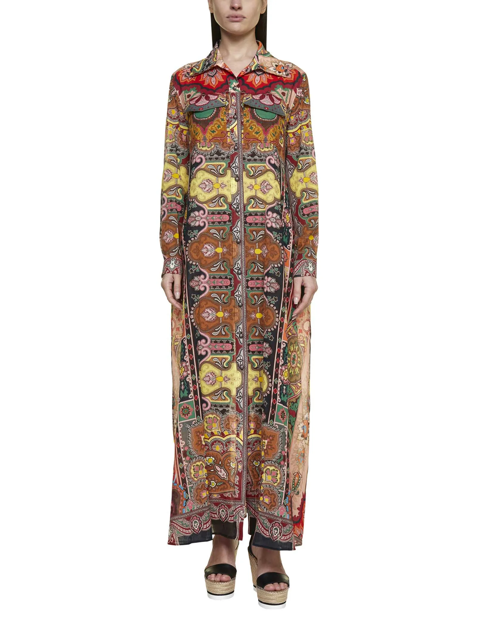 Etro Pattern Printed Maxi Shirt Dress