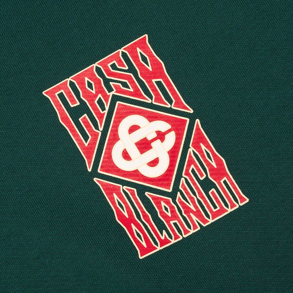 Gothic Stacked Logo Printed Hoodie - Green