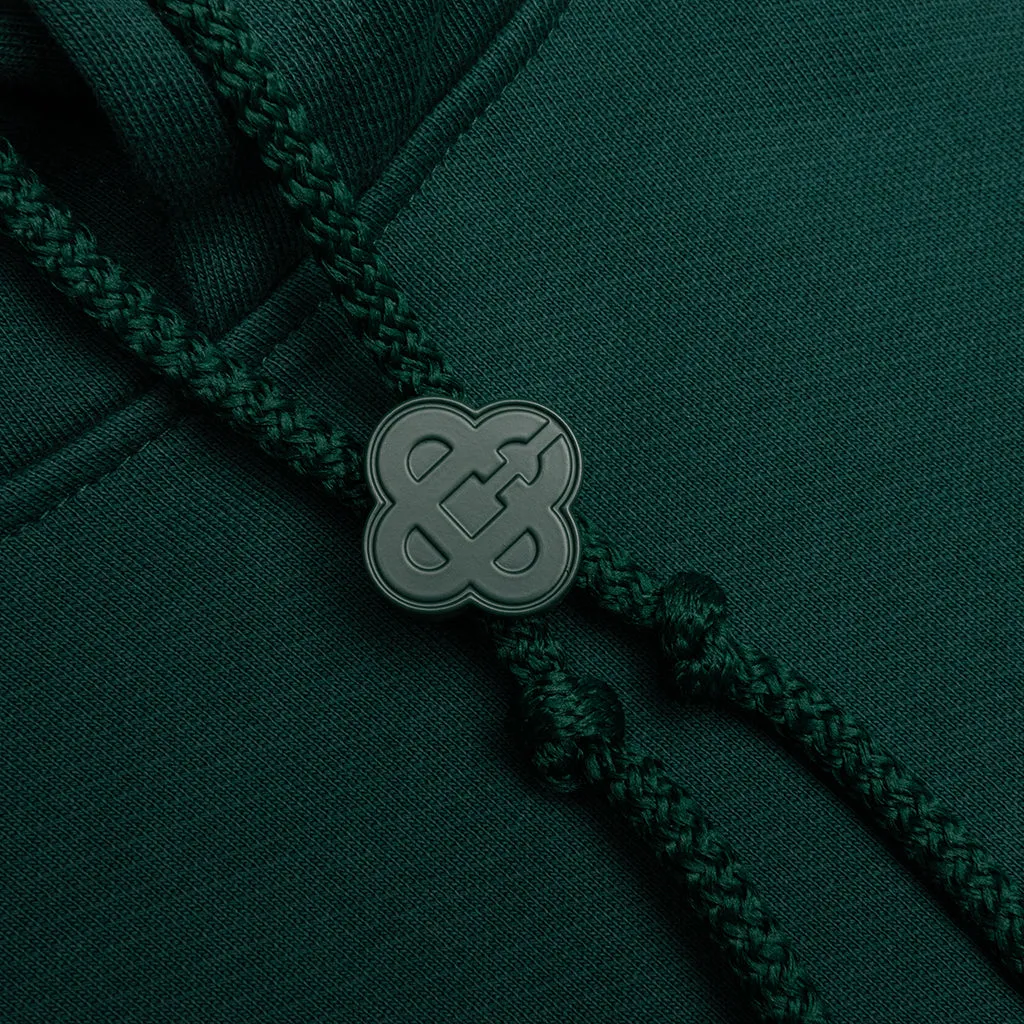 Gothic Stacked Logo Printed Hoodie - Green