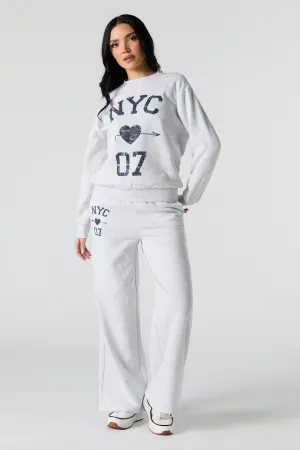 Graphic Fleece Wide Leg Sweatpant