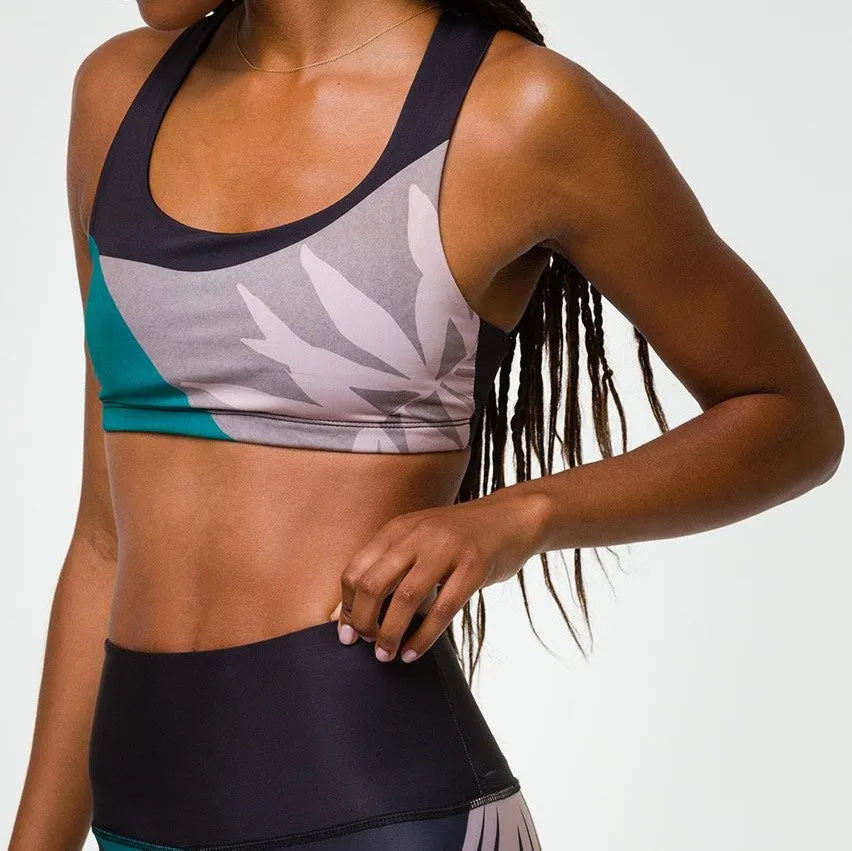 Graphic Mudra Bra - Midnight Palm