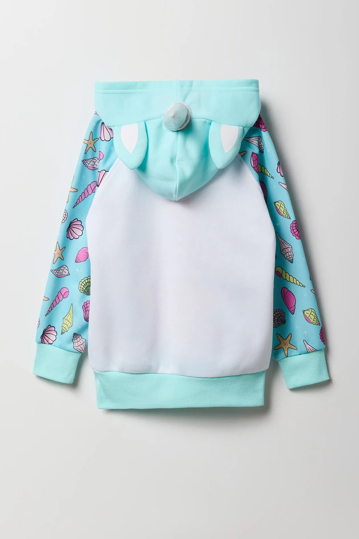 Haut à capuchon avec imprimé Seashell Unicorn pour fille