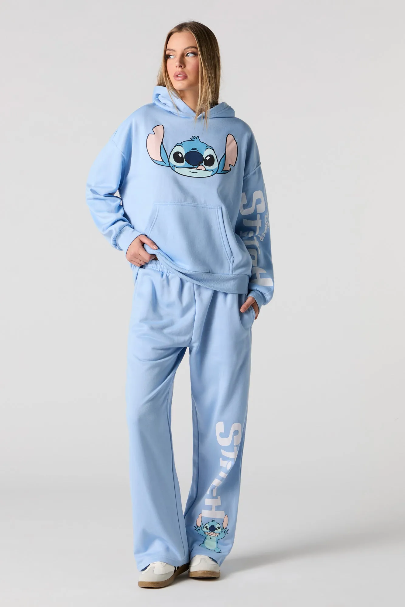Haut à capuchon en molleton avec imprimé Stitch