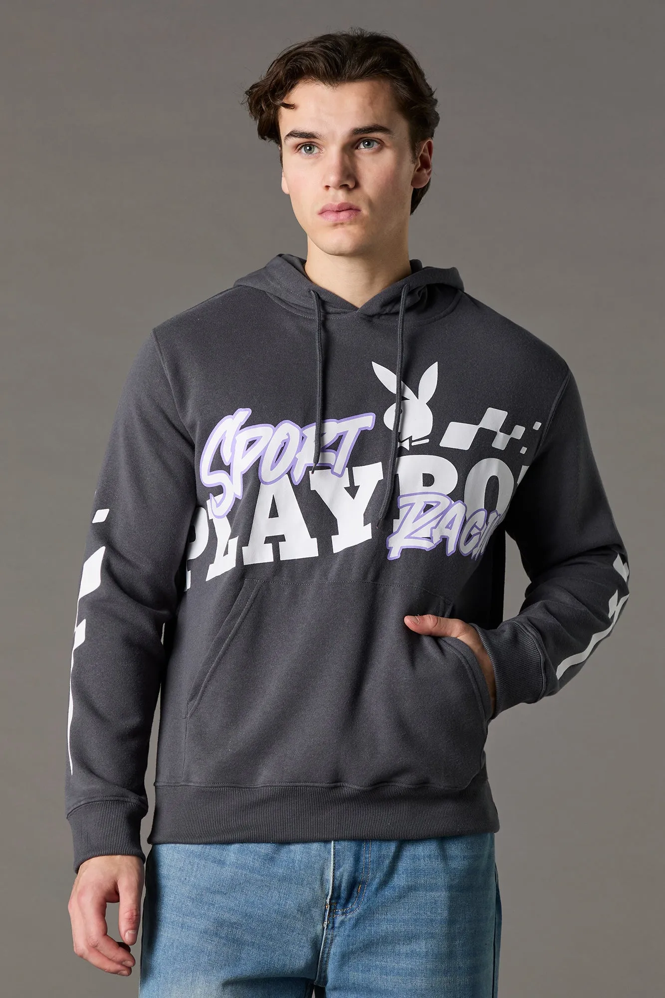 Haut à capuchon en molleton à imprimé Sport Racing Playboy