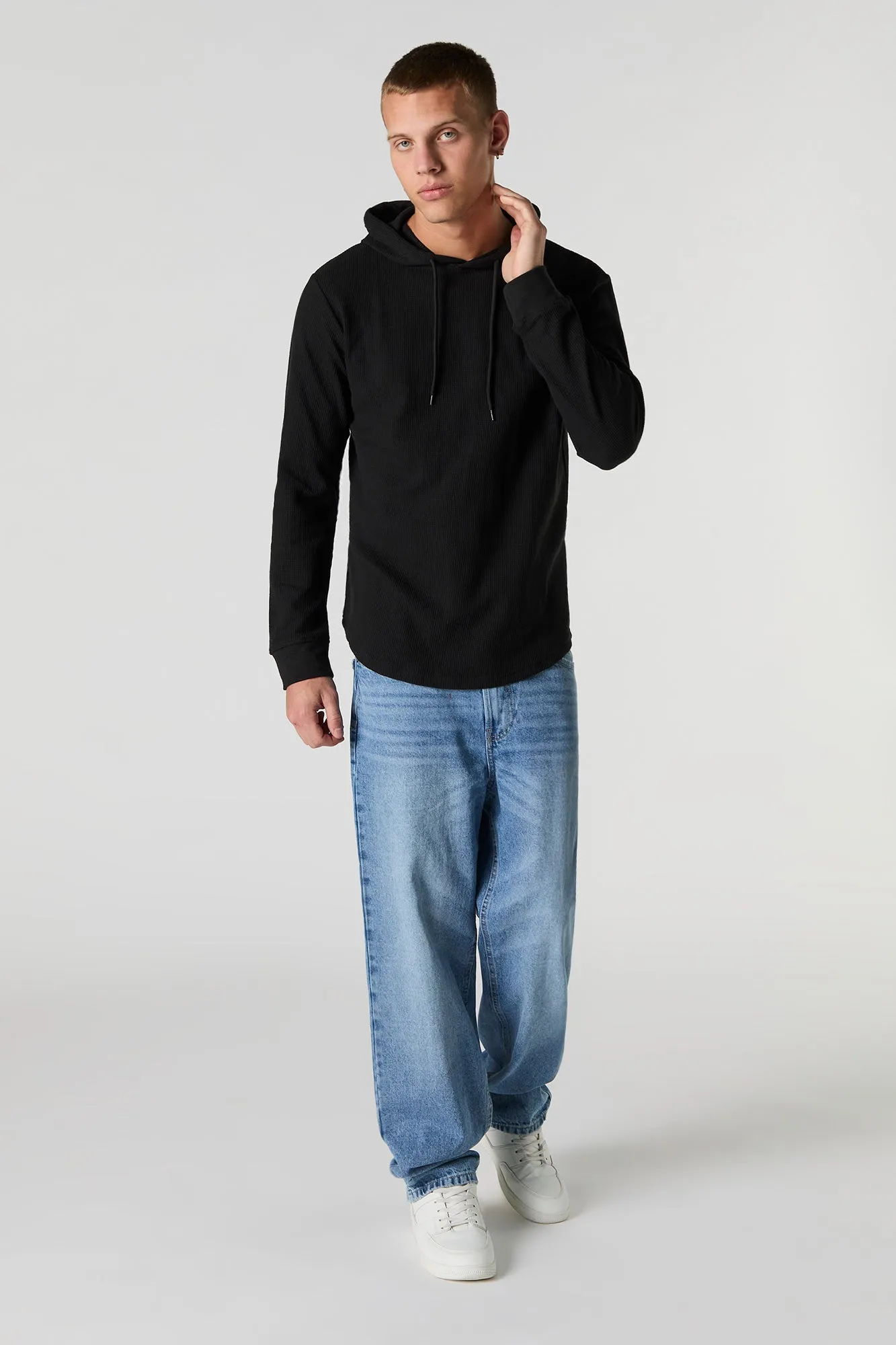 Haut à capuchon en tricot thermal