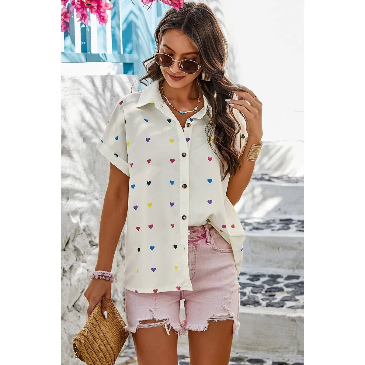 Heart Print Blouse