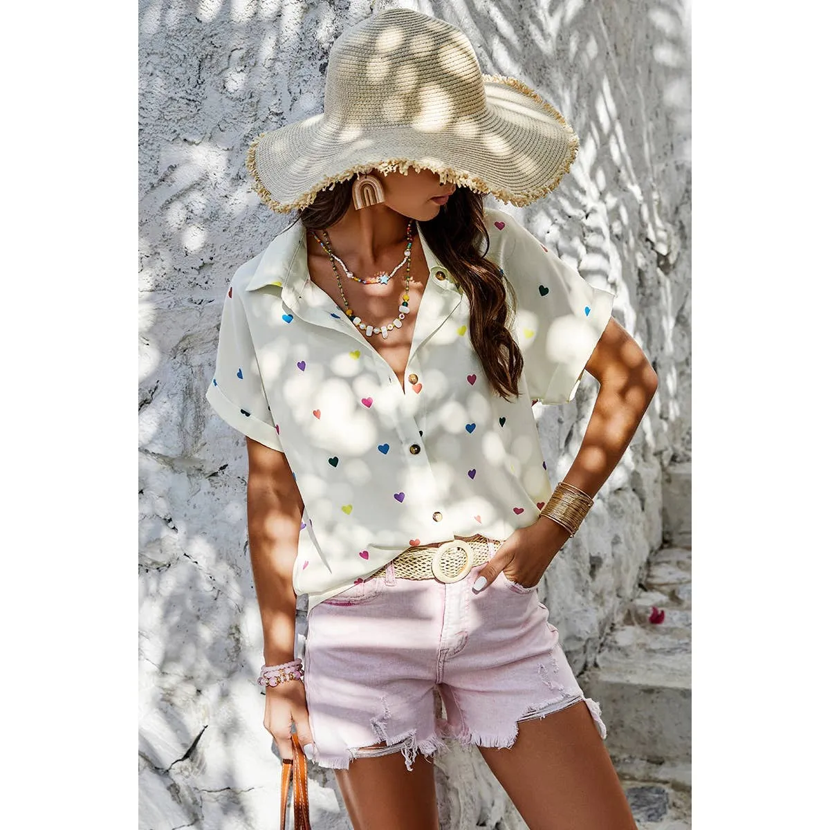 Heart Print Blouse