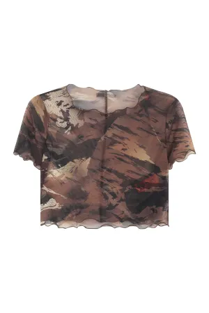 Heron Preston Pattern Printed Cropped T-Shirt