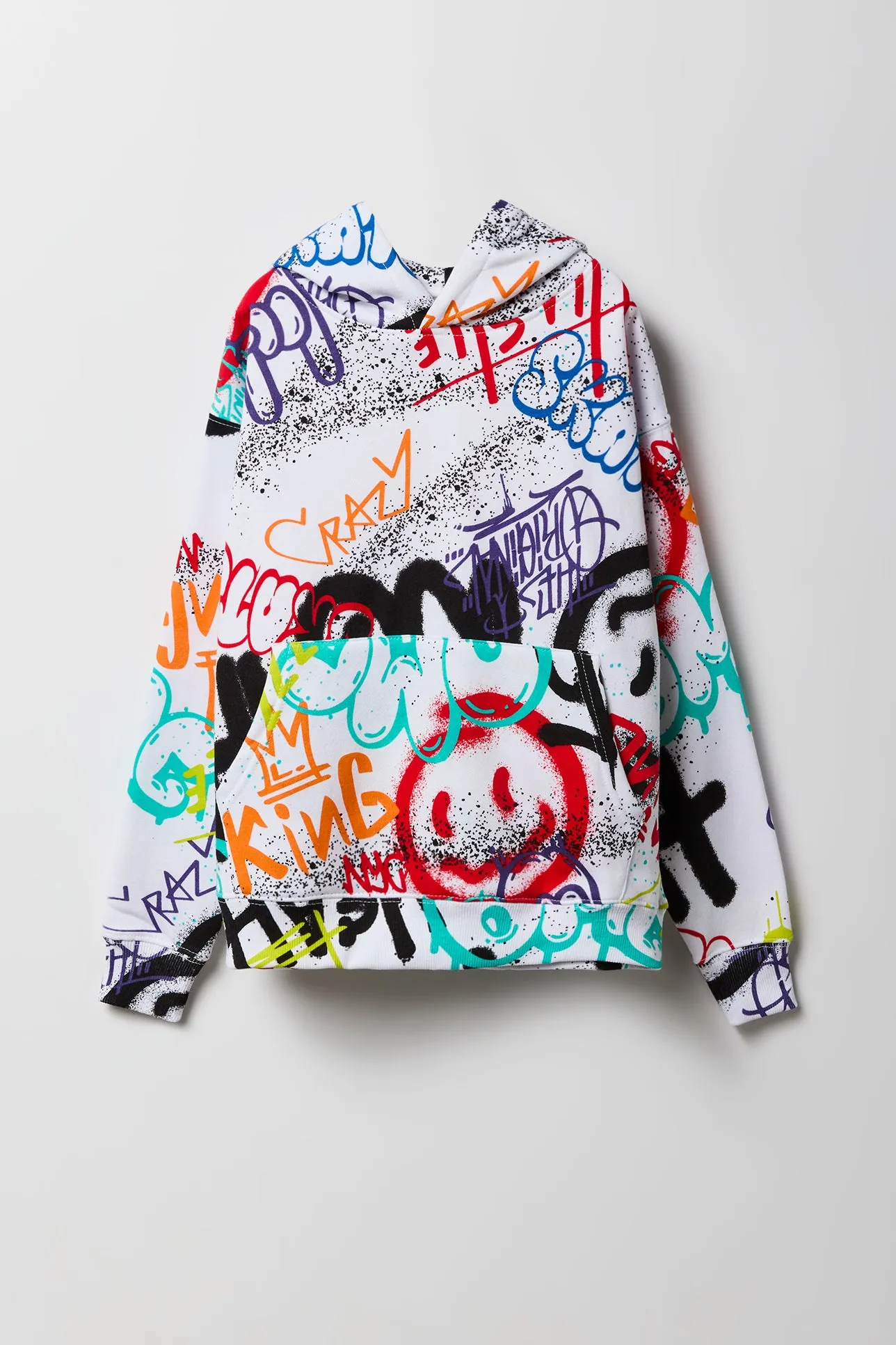 Kids Graffiti Print Fleece Hoodie