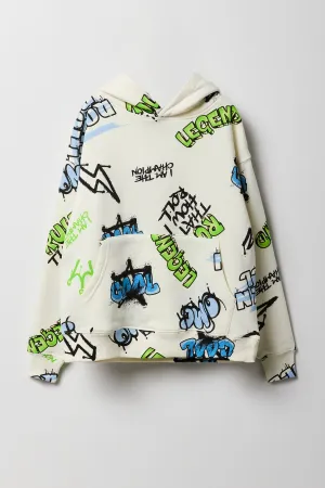 Kids Graffiti Print Fleece Hoodie
