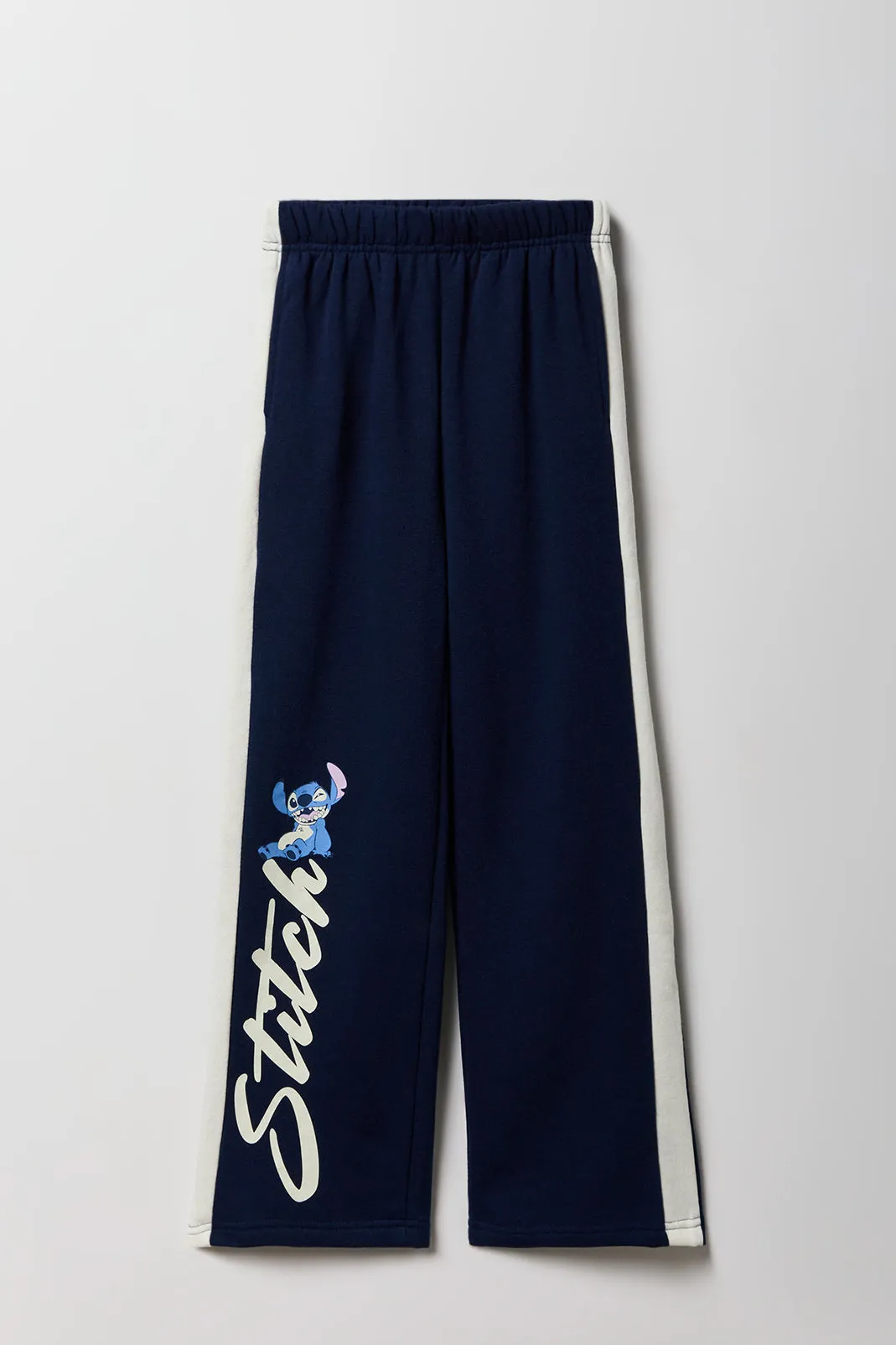 Kids Stitch Sitting Graphic Wide Leg Striped Sweatpant