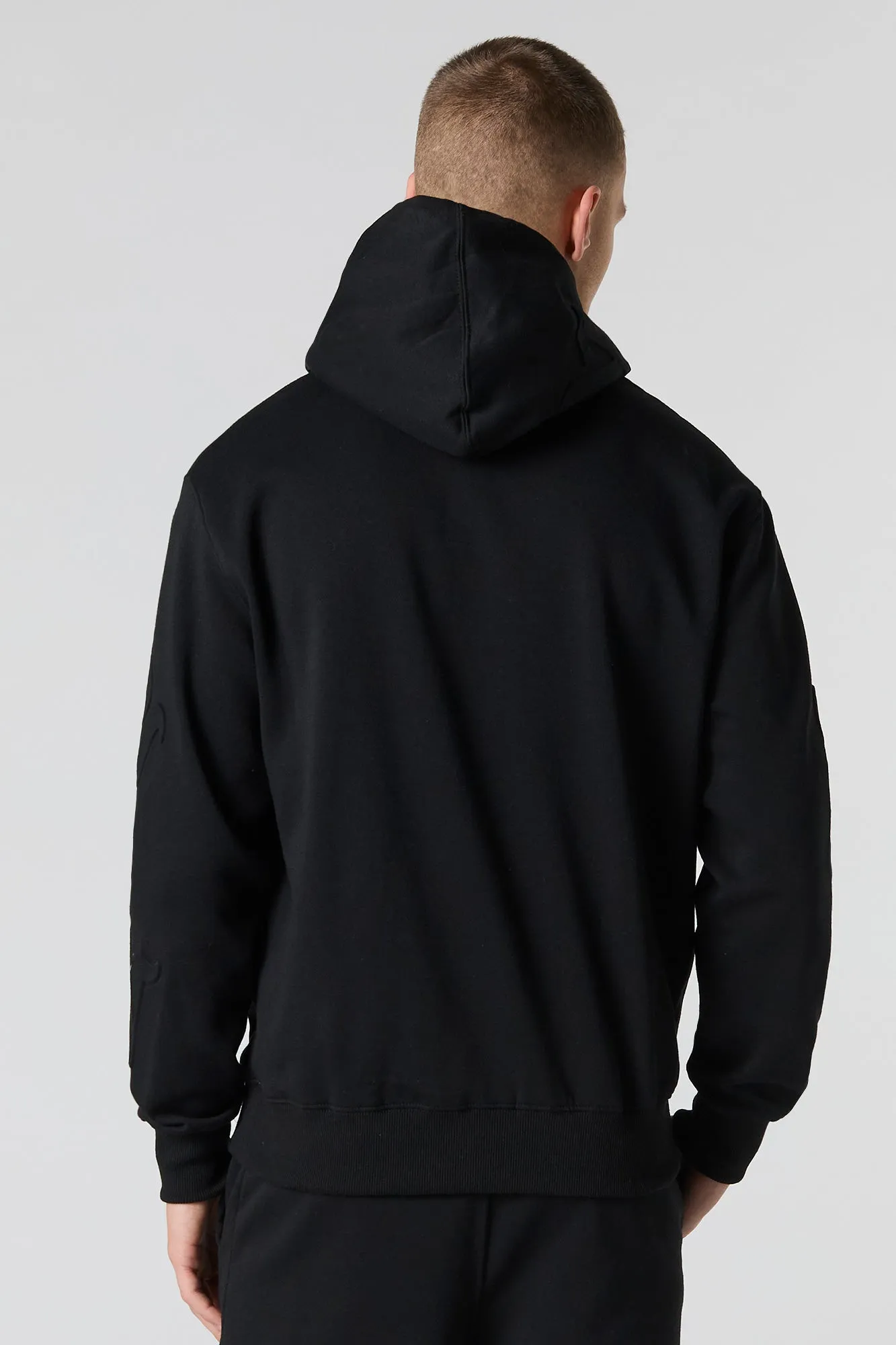 Letter Embossed Fleece Hoodie
