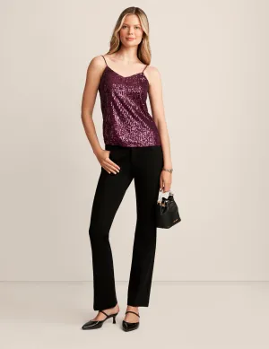 Linear Sequin Mesh V Neck Cami - Sale
