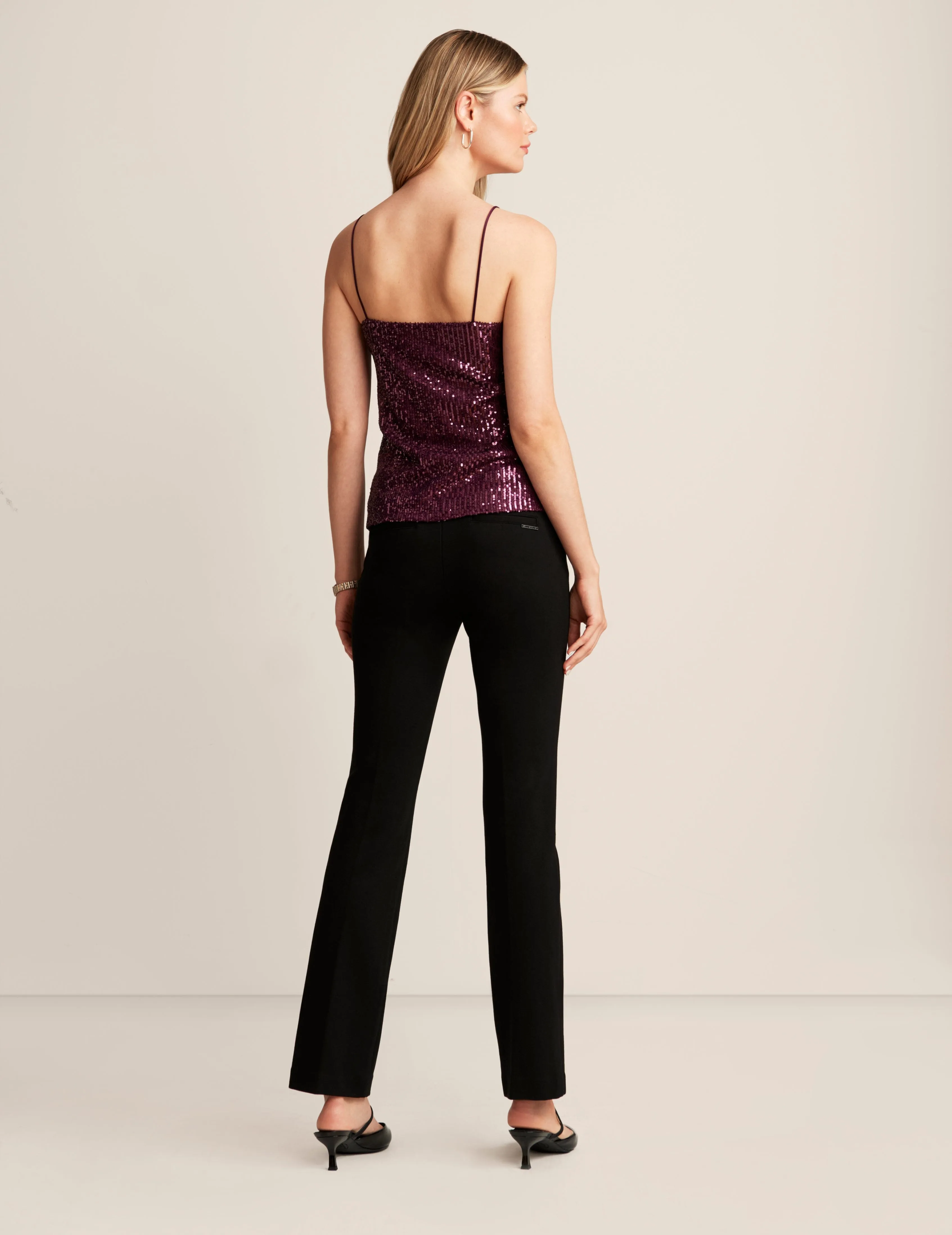Linear Sequin Mesh V Neck Cami - Sale