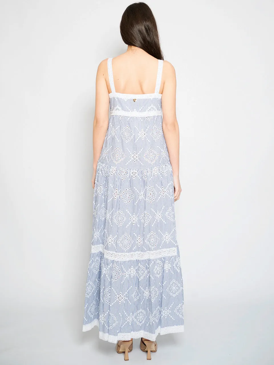 Long Dress in Indigo Sangallo