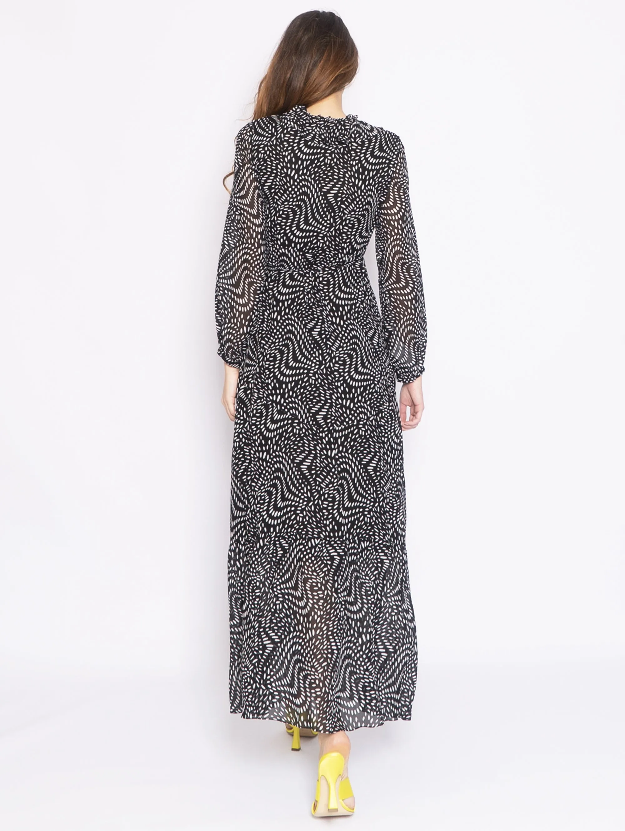 Long dress with asymmetric polka dot print - Black / Binco