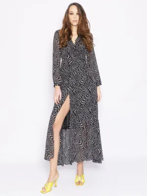 Long dress with asymmetric polka dot print - Black / Binco