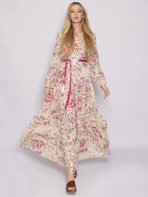 Long White Fuxy Printed Dress